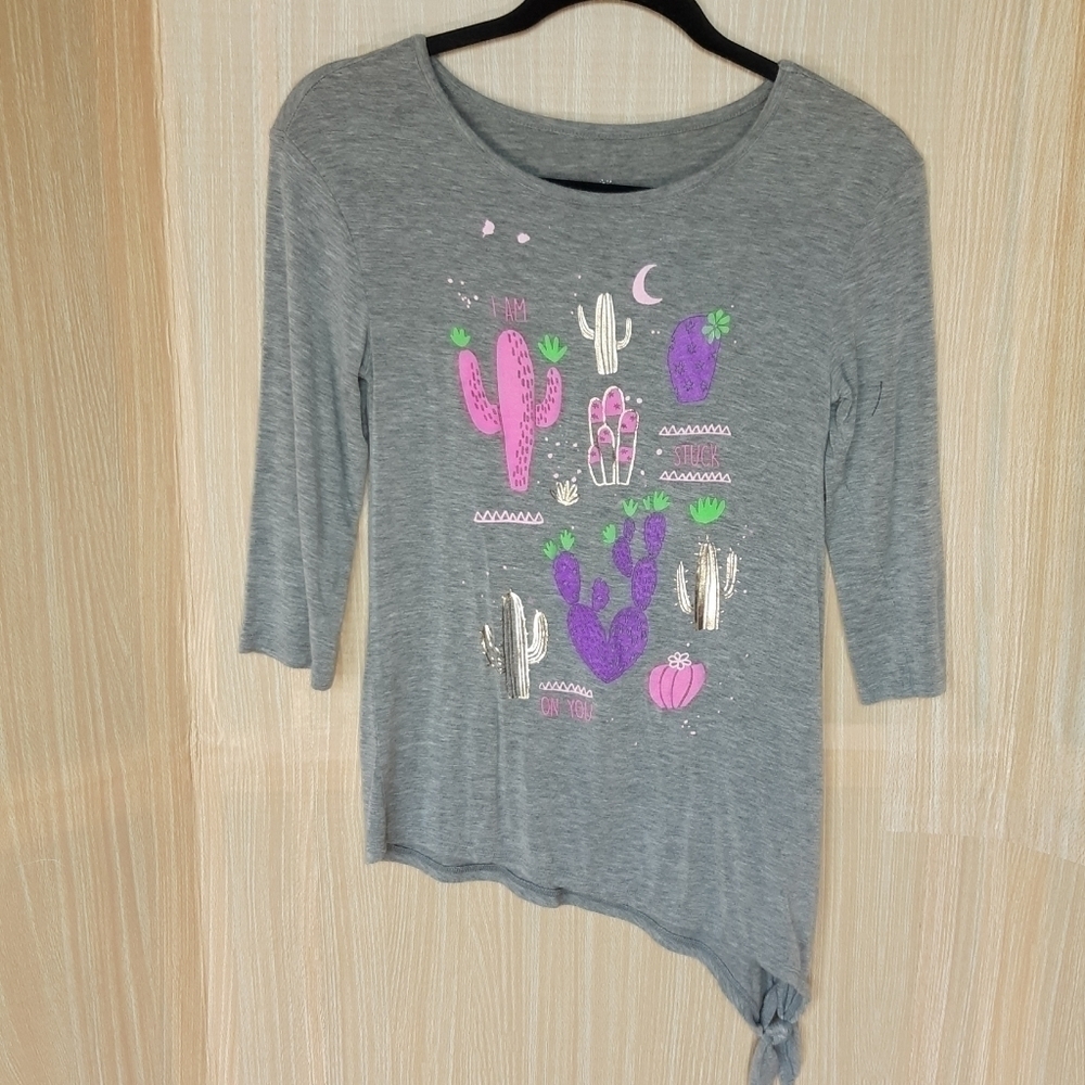 Justice Asymmetrical southwest ¾ sleeve tee shirt.